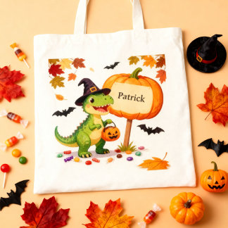 Söt T-Rex-dinosaurpumpa-godis-Halloween anpassad Tygkasse