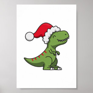 Söt T-Rex i tomteluva – Jul Dino Poster