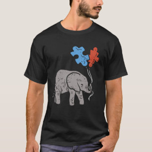 Söt T-shirt för Autismmedvetande Elefant Pussel Ba