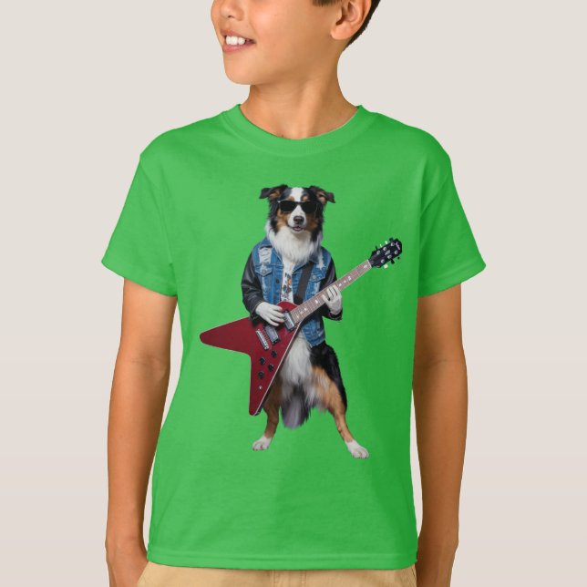 Söt T-Shirt för Barn med Australiensisk Herdehund  (Framsida)