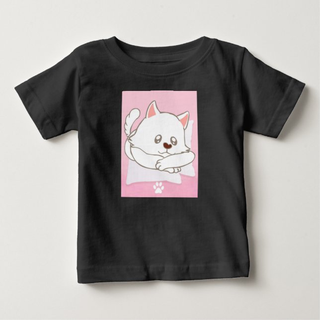 Söt T-Shirt för Bebisar med Kattmotiv (Framsida)