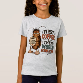 Söt T-shirt för kaffeflickor | Rolig tecknad serie