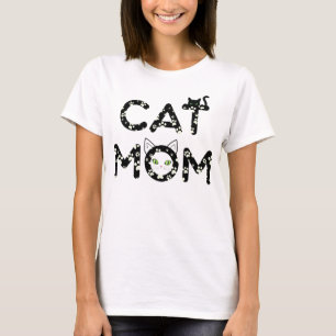 Söt T-shirt för kattmamma med tassavtryck och katt