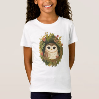 Söt T-shirt med akvarelluggla