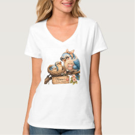 Söt T-shirt med fågelbo - mysig gåva till mamma