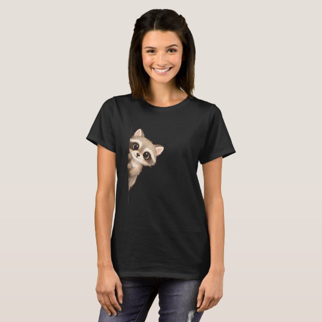 Söt T-shirt med Grafik av Räv som Kikar (Hel framsida)