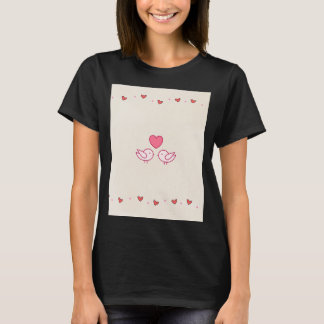Söt T-shirt med hjärtformad design för fåglar i kä
