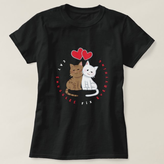 Söt T-shirt med illustration av kattkram (Design framsida)