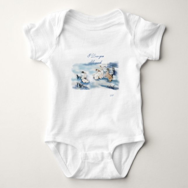Söt T-shirt med kaniner digital ritning  (Framsida)