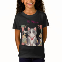Söt T-Shirt med Katt för Barn | Söt Alla Hjärtans 