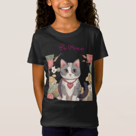 Söt T-Shirt med Katt för Barn | Söt Alla Hjärtans 