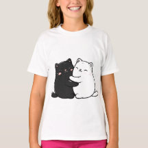 Söt T-Shirt Med Katter Som Kramar För Tonårstjejer