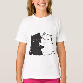 Söt T-Shirt Med Katter Som Kramar För Tonårstjejer