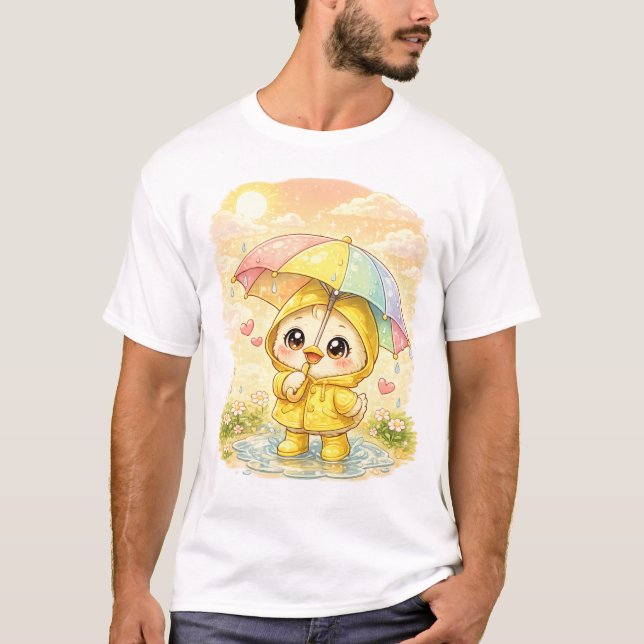 Söt T-shirt med pingvin för regnig dag 🐧🌧️ (Framsida)