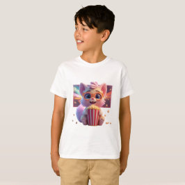 Söt T-Shirt med Popcorn Kitty