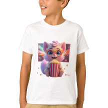Söt T-Shirt med Popcorn Kitty
