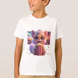 Söt T-Shirt med Popcorn Kitty