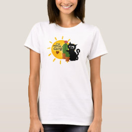 Söt T-shirt med svart katt och kaktus