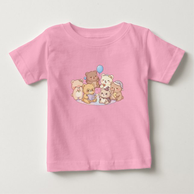 Söt T-Shirt med Teddybjörnvänner för Barn (Framsida)