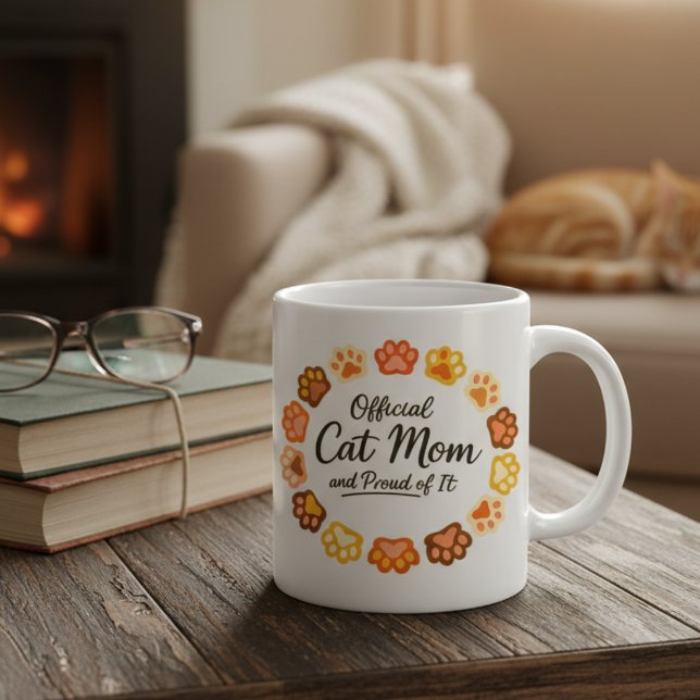 Söt tåavtryck Officiell kattmamma och stolt över  Kaffemugg (Skapare uppladdad)