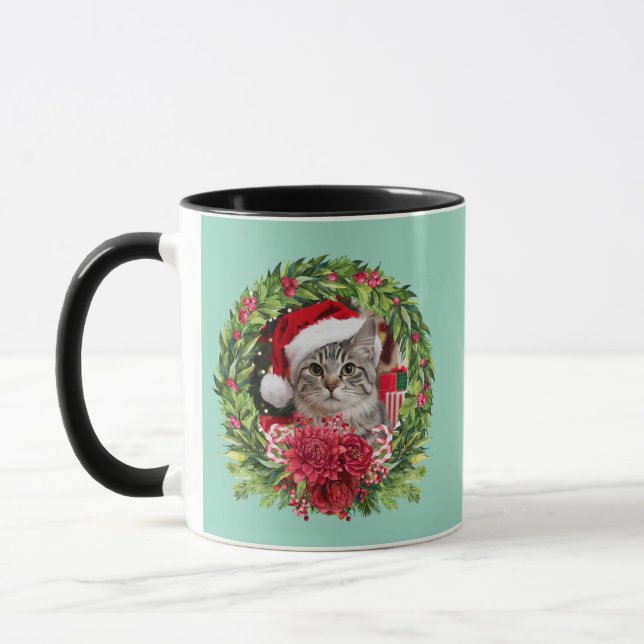 Söt Tabby Krans Jul Mugg (Vänster)