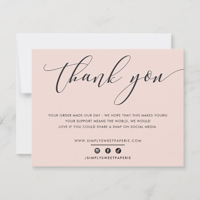 SÖT TACK elegant  rosa Kort (Framsida)