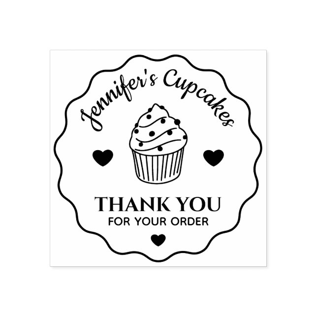 Söt Tack För Din Beställning Cupcake Butik Rund Stämpel (Tryck)