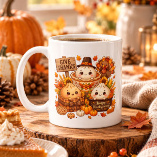 Söt tacksägelsedumplings-mugg – Ge tack Kaffemugg