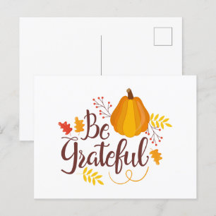 Söt, tacksam Thanksgiving ord art Vykort