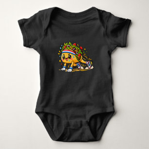 Söt Taco Löpt Cartoon Fitness Mat Mascot T Shirt