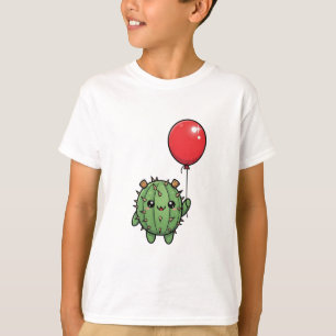 Söt taggig kaktus som håller röd ballong för barn t shirt