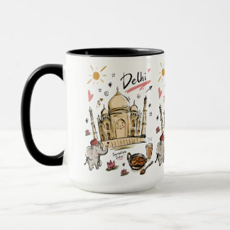 Söt Taj Mahal Indien Doodle Art Mugg