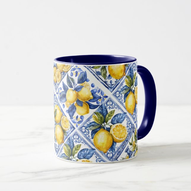 Söt Talavera Tile All-over Print Lemons Mugg (Framsida höger)