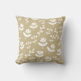 Söt Tan Beige Blommigt Farmhouse Mönster Rustic Kudde
