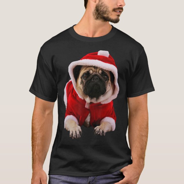 Söt Tan Pug Julhatt Röd Tröja Bild Jul (Framsida)