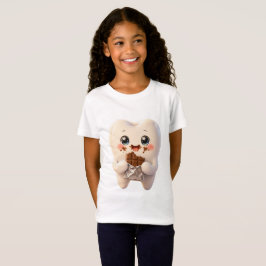 Söt tand som äter choklad Kawaii T-shirt för barn