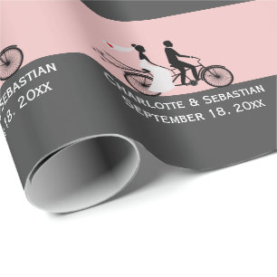 Söt tandemcykel brud och brudgum bröllop presentpapper