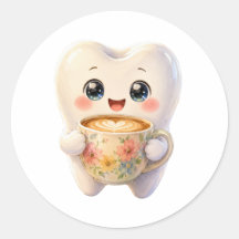 Söt tandkaffeälskande Kawaii-karaktär