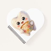 Söt Tandläkar-Kaffe Älskare Kawaii Karaktär Anteck
