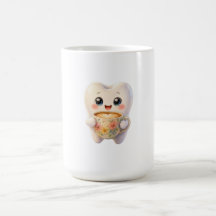 Söt tandläkar-kaffeälskande Kawaii-karaktär