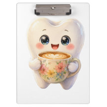 Söt tandläkar-kaffegirl Kawaii-figur-clipboard