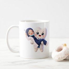Söt tandläkar-mugg med hijab och tand-karaktär kaffemugg
