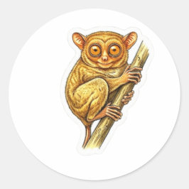Söt Tarsier-konst - Sällsynt indonesisk primat vil Runt Klistermärke