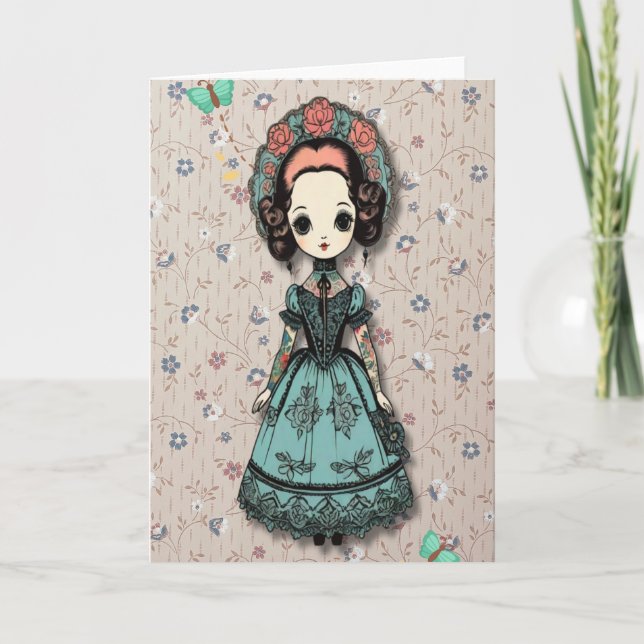 Söt Tatoed Girl Card utan text Tack Kort (Framsida)