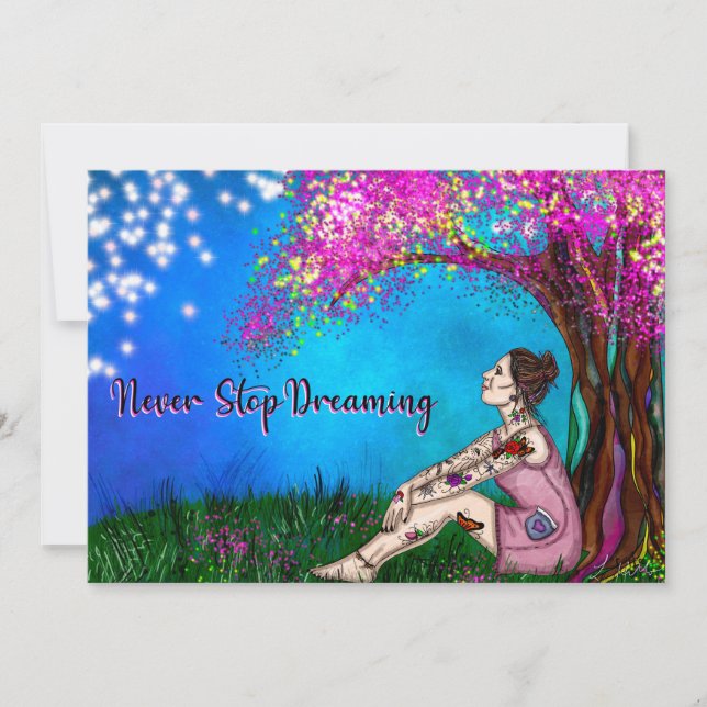 Söt Tattooed Girl under Magic Träd (Framsida)