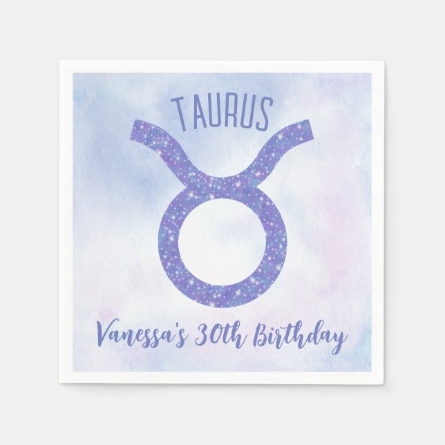 Söt Taurus Astrology Anpassningsbar Födelsedagsfes Pappersservett (Framsidan)