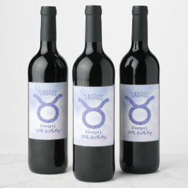 Söt Taurus Astrology Anpassningsbar Födelsedagsfes Vinflaska Etikett