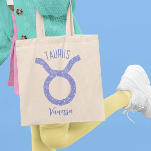 Söt Taurus Astrology Lila Personlig  Tygkasse