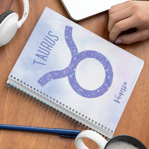 Söt Taurus Astrology Personlig Lila Anteckningsbok