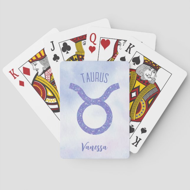 Söt Taurus Astrology Personlig Lila  Casinokort (Baksidan)